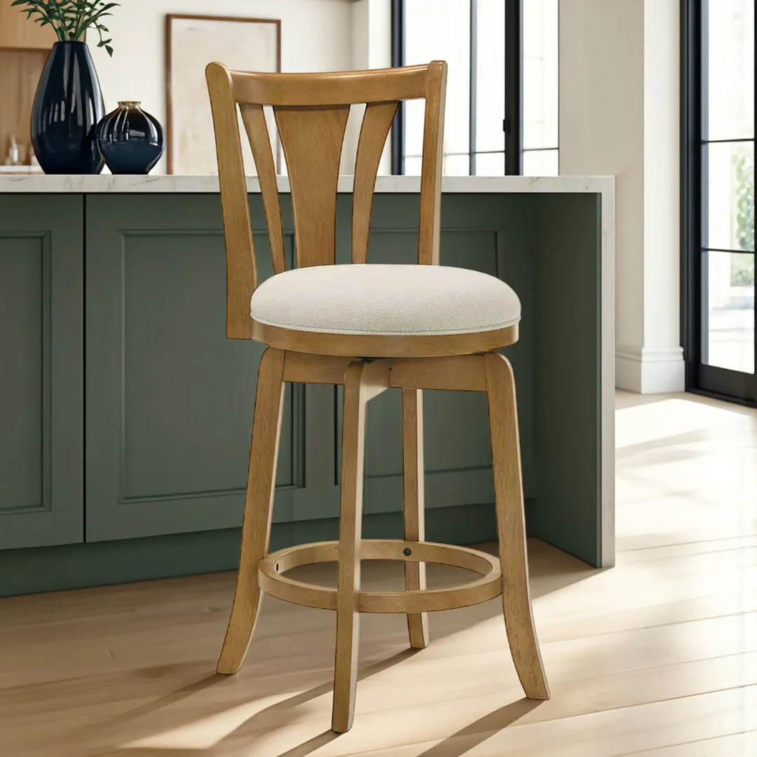 Armen Living Elle Upholstered Swivel Counter Stool