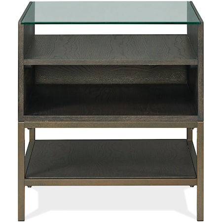 Contemporary Rectangular Side Table with Glass Top