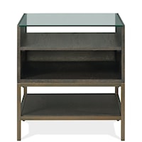 Contemporary Rectangular Side Table with Glass Top