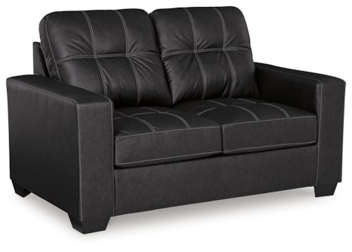 Contemporary Faux Leather Loveseat