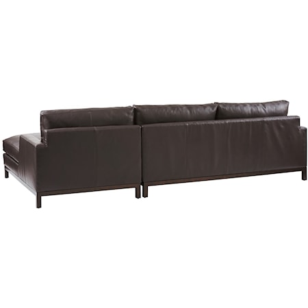 2-Piece Leather Sectional Sofa w/Bronze Base