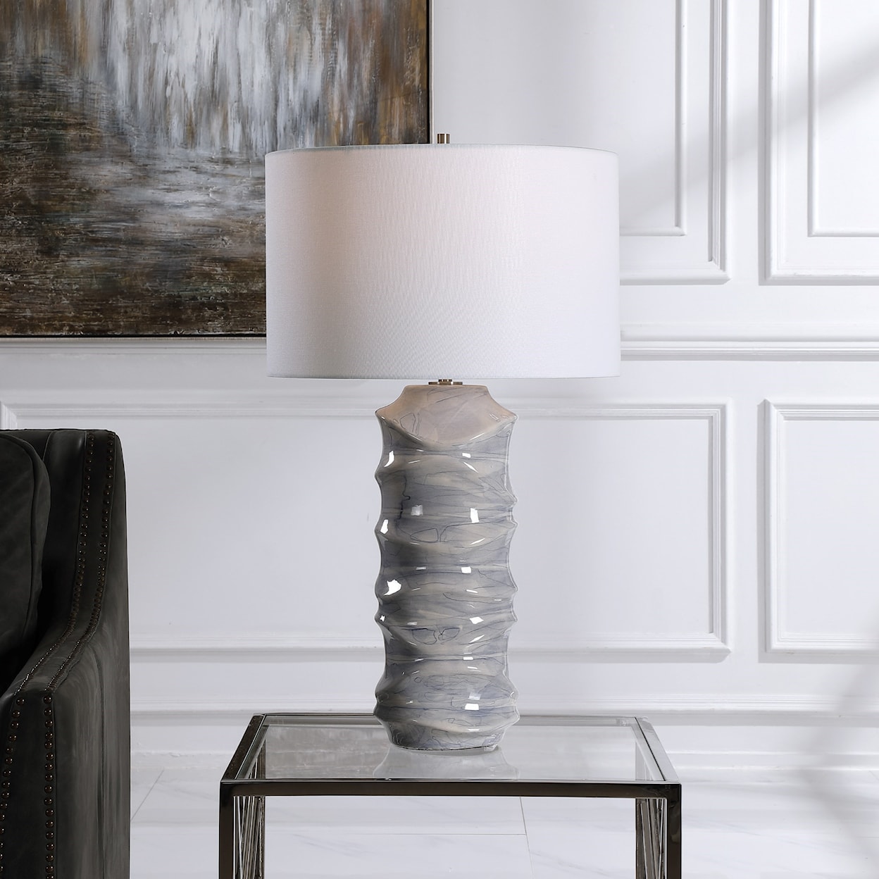 Uttermost Table Lamps Waves Blue & White Table Lamp