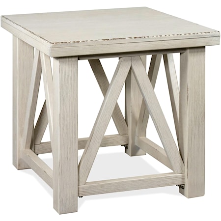 Rustic End Table with Planked Wood Top Panel