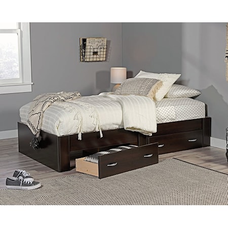 Transitional Twin Platform Bed with 2-Storage Drawers