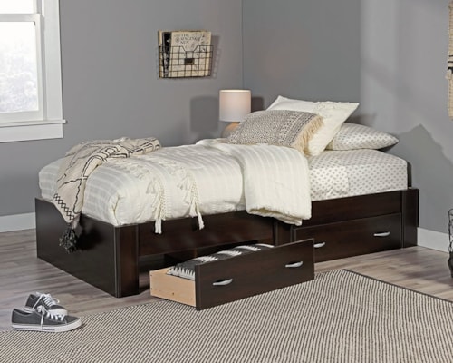 Transitional Twin Platform Bed with 2-Storage Drawers
