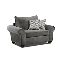 Transitional Chair & a Half with Loose Back Pillow - Granite