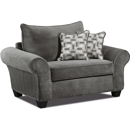 Transitional Chair & a Half with Loose Back Pillow - Granite