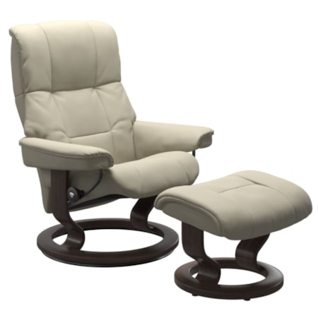 Medium Chair & Ottoman with Classic Base