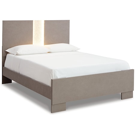 Contemporary Full Panel Bed with LED Headboard
