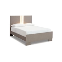 Contemporary Queen Panel Bed with LED Headboard