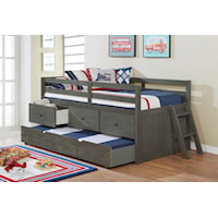 Rustic Twin Loft Bed with Storage and Trundle