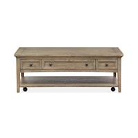 Transitional Rectangular 3-Drawer Cocktail Table with Casters