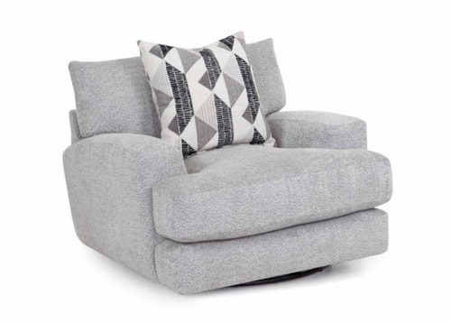 Contemporary Swivel Chair with Throw Pillow
