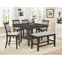 6-Piece Counter Height Table, Chair & Bench Set