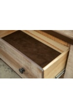 Top drawers lined with brown microfiber