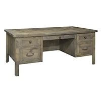 Rustic Executive Desk with Drop-Down Keyboard Drawer
