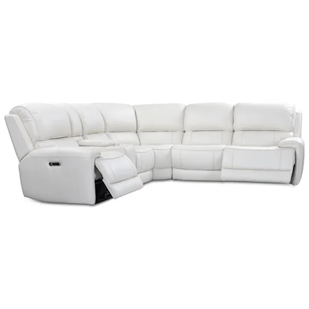 Contemporary 6-Piece Leather Match Power Reclining Sectional