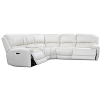 Contemporary 6-Piece Leather Match Power Reclining Sectional