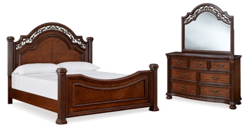 Queen Poster Bed, Dresser And Mirror