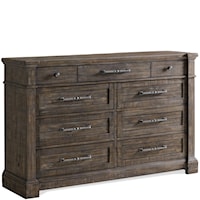 Rustic Traditional 9-Drawer Dresser with Felt-Lined Drawers