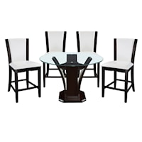 Contemporary 5-Piece Counter Height Dining Set with 36" Round Glass Top