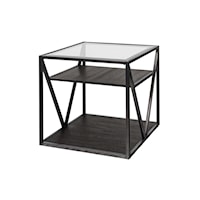 Contemporary End Table with Glass Top