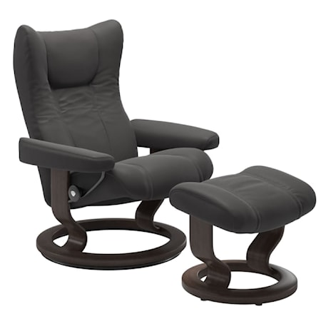 Medium Chair &amp; Ottoman with Classic Base