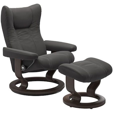 Medium Reclining Chair & Ottoman with Classic Base