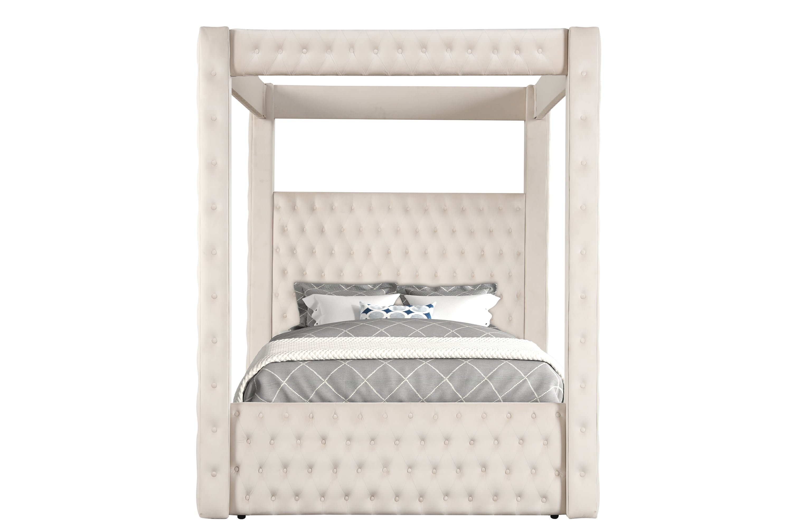 Crown Mark Annabelle Queen Canopy Bed - Ivory