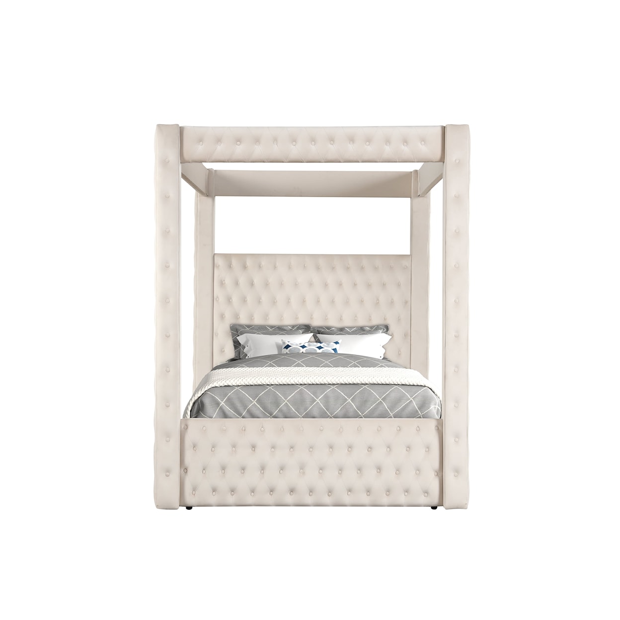 Crown Mark ANNABELLE Queen Canopy Bed - Ivory
