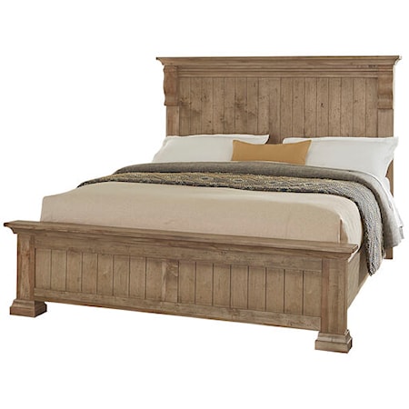 Rustic Solid Wood Queen Panel Bed 