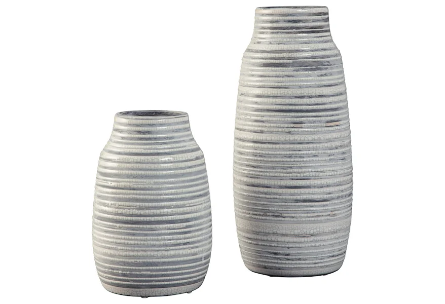 Accents Donaver Gray/White Vase Set by Ashley Furniture Signature Design at Del Sol Furniture