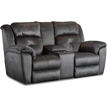 Double Reclining Power Headrest Loveseat with Console