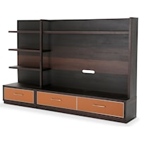 Contemporary 3-Drawer Entertainment Center with Open Shelving