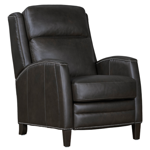 Transitional Manual High Leg Push Back Recliner with Nailhead Trim