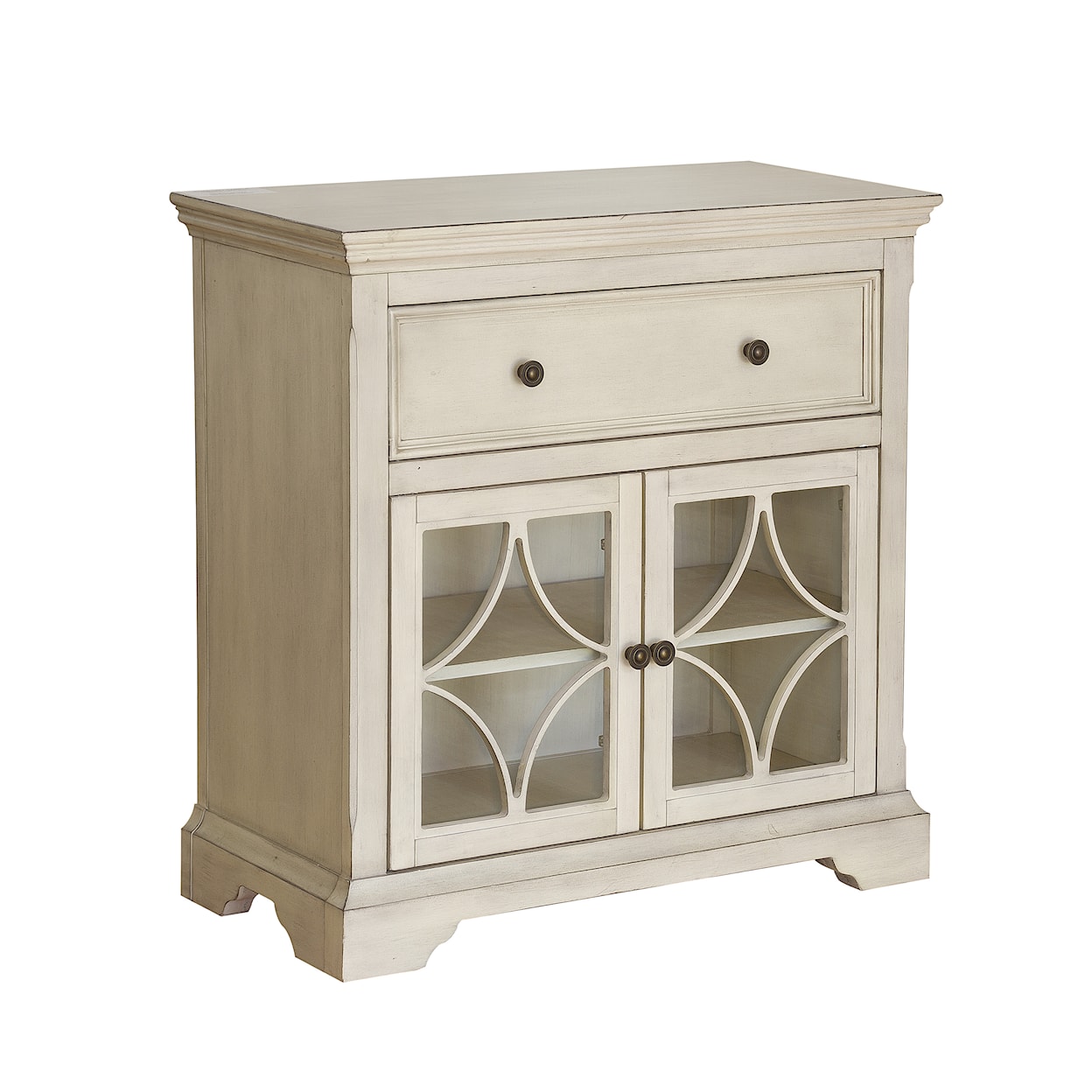 Accentrics Home Accents Two Door, One Drawer Console in Cream