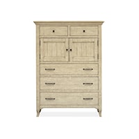 Farmhouse Door Chest with Felt-Lined Top Drawers and Adjustable Shelving