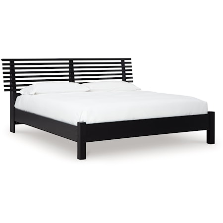 Contemporary King Slat Panel Bed