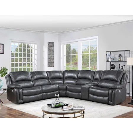Dual-Power 6-Piece Sectional, Charcoal