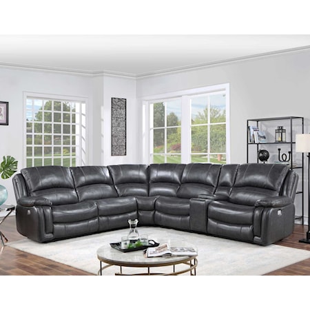 Dual-Power 6-Piece Sectional, Charcoal