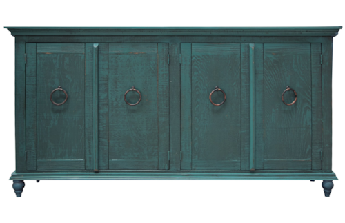 Transitional 4-Door Console with Fixed Shelves
