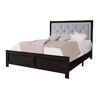 King Upholstered Bed with Headboard Lighting