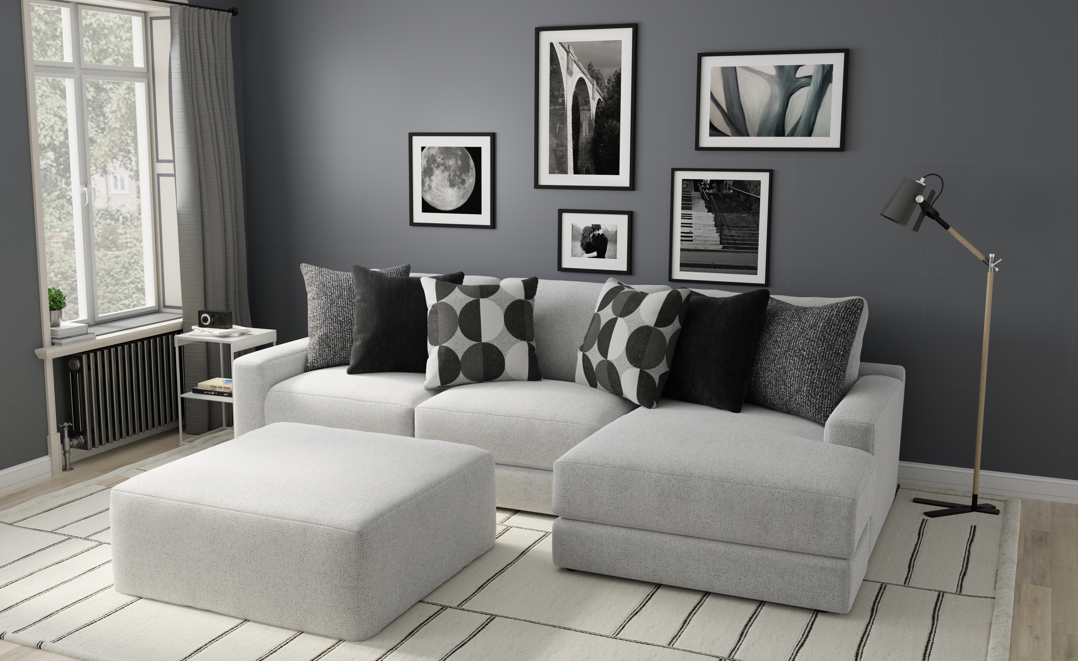 Jackson Furniture Arlo 3-Piece Sectional Sofa with Cocktail Ottoman