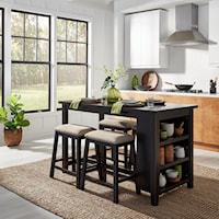 Transitional 5-Piece Counter Height Dinette Set with Stools - Black