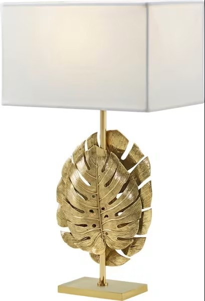 Transitional Table Lamp with Linen Rectangular Shade