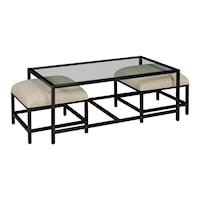 Contemporary Nesting Coffee Table with Stools