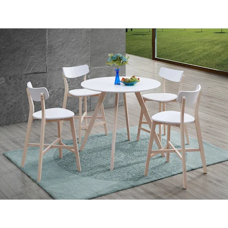 Contemporary 5-Piece Round Dining Set