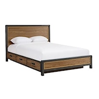 Industrial California King Panel Storage Bed