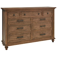 Transitional 9-Drawer Dresser with Felt Lined Top Drawers