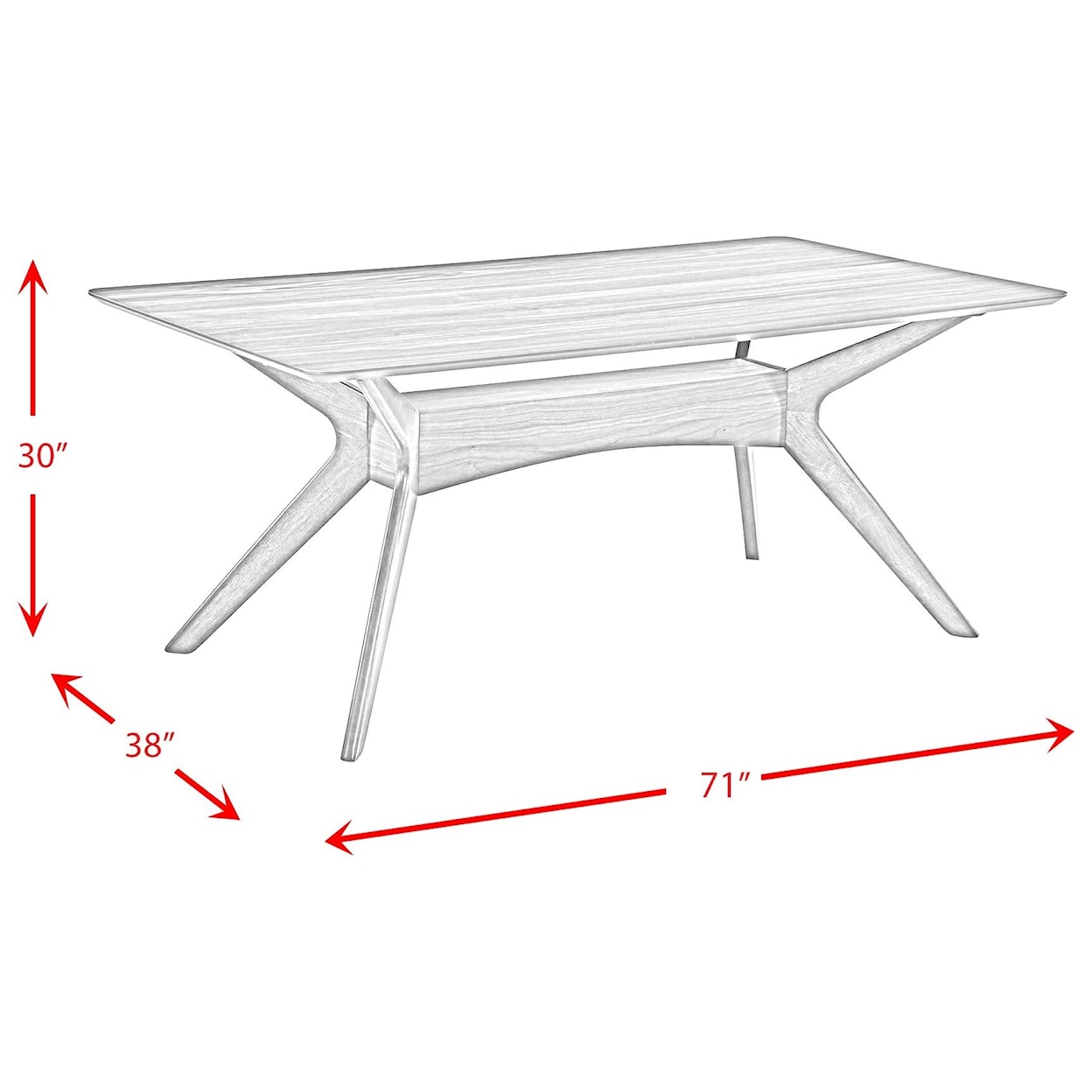 Elements International Razor Standard Height Rectangle Dining Table